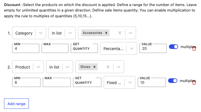 Buy X Get Y configuration